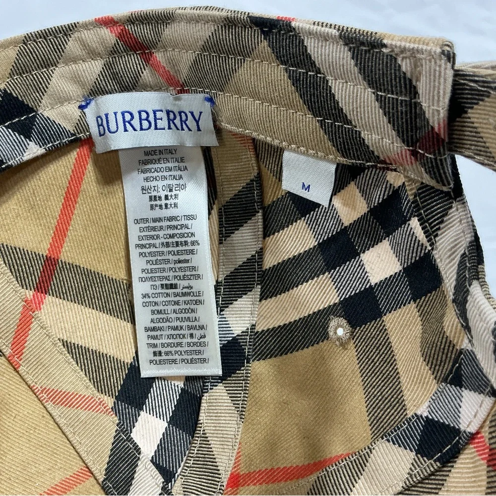 Burberry Beige Plaid Baseball Cap with Equestrian Motif - Picture 7 of 8